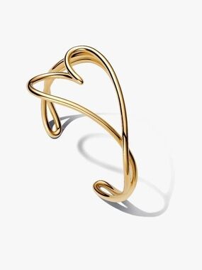 Pandora Gold Heart Wire Cuff Bracelet